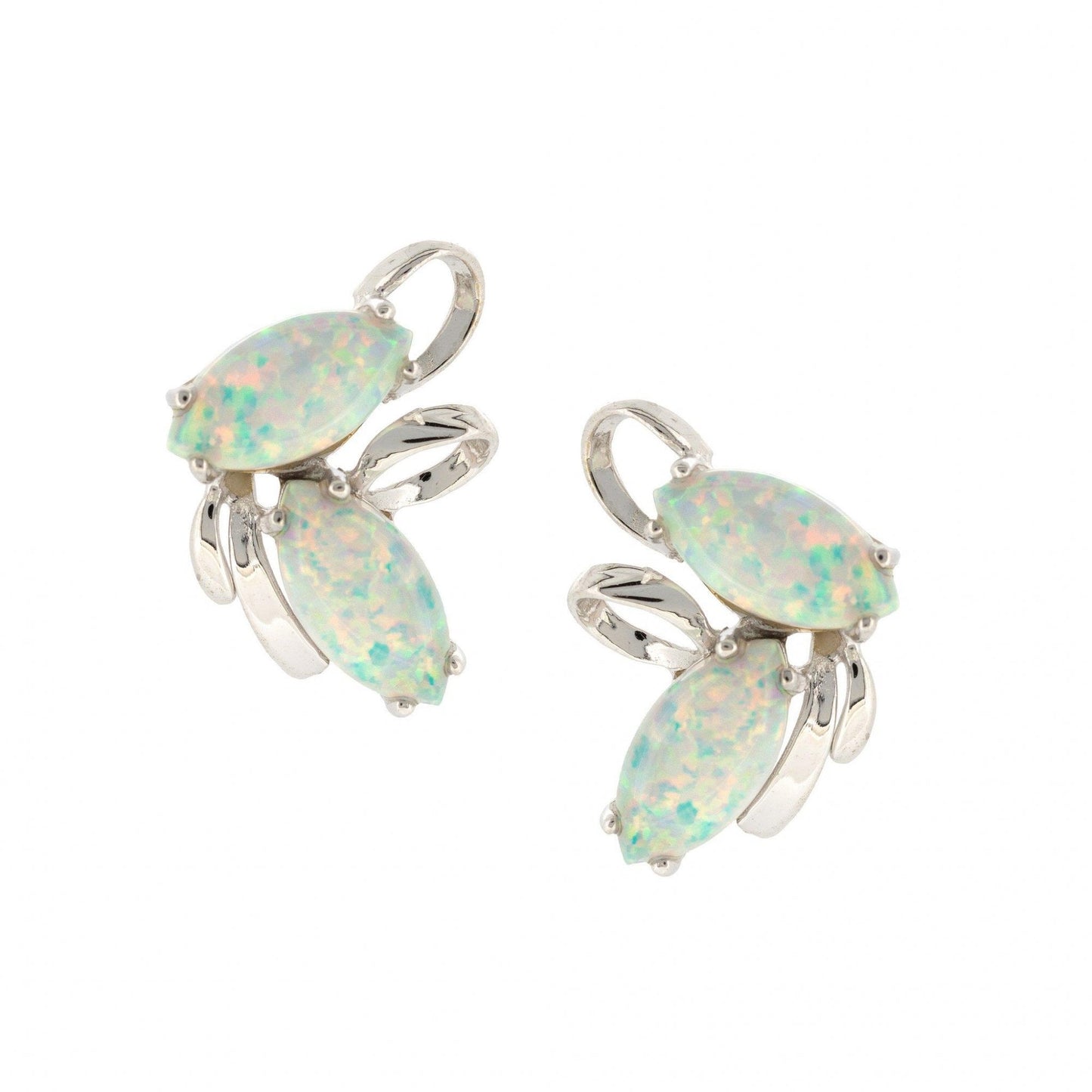 9CT W/G 2 X MARQ C.OPAL SWIRLS