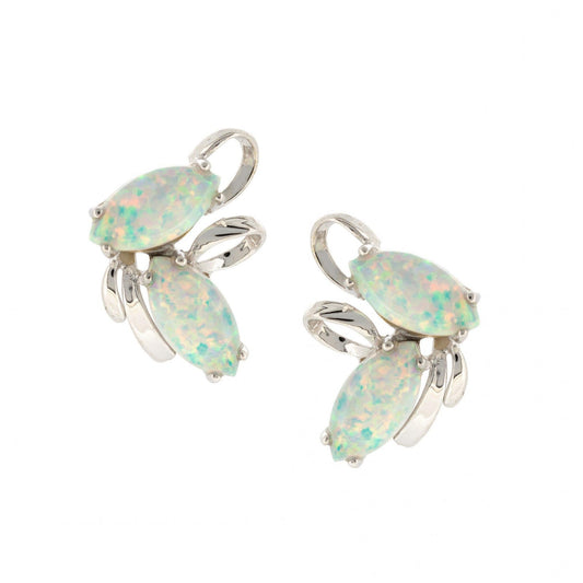 9CT W/G 2 X MARQ C.OPAL SWIRLS