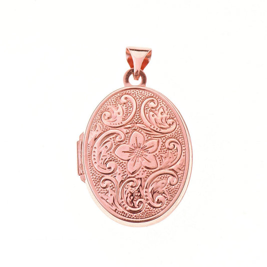 9CT OVAL ENGRAVED ROSE GOLD FAMILY LOCKET
