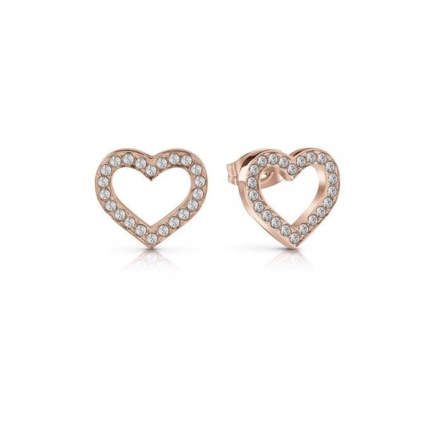 Rose Gold Heart Frame Stud Earrings with Swarovski