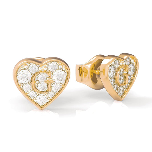 G Shine Gold Plated Crystal Heart Stud Earrings