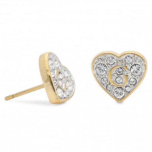 G Shine Gold Plated Crystal Heart Stud Earrings