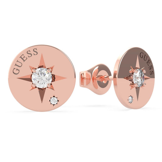 Wanderlust Rose Gold Tone Compass Crystal Studs