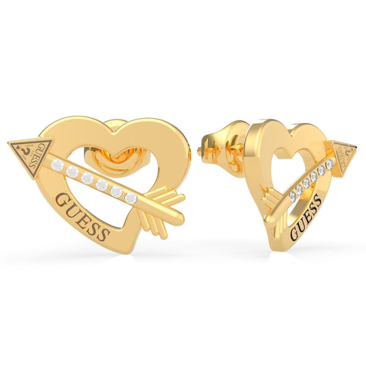 Women's Gold Tone Across My Heart Stud Earrings