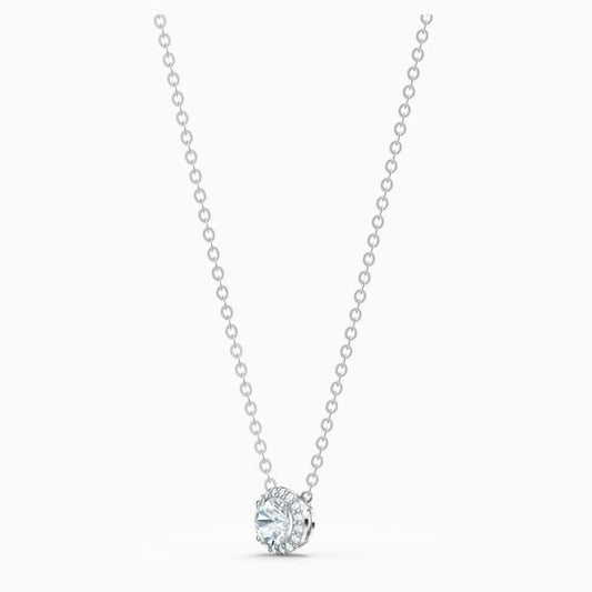 Angelic Round Pendant White, Rhodium plated