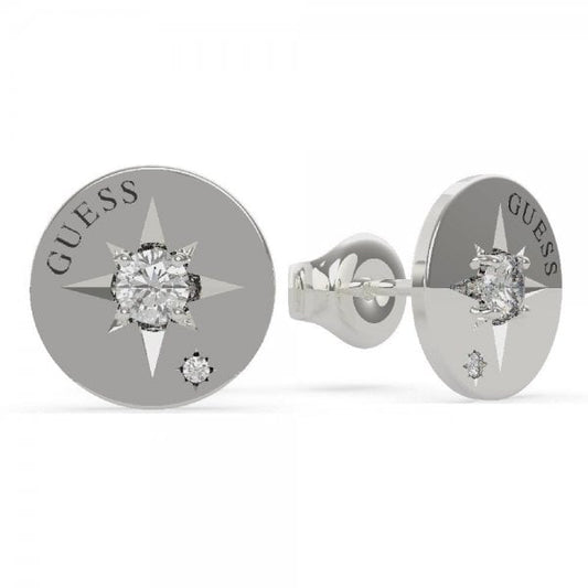 Wanderlust Silver Compass Crystal Stud Earrings