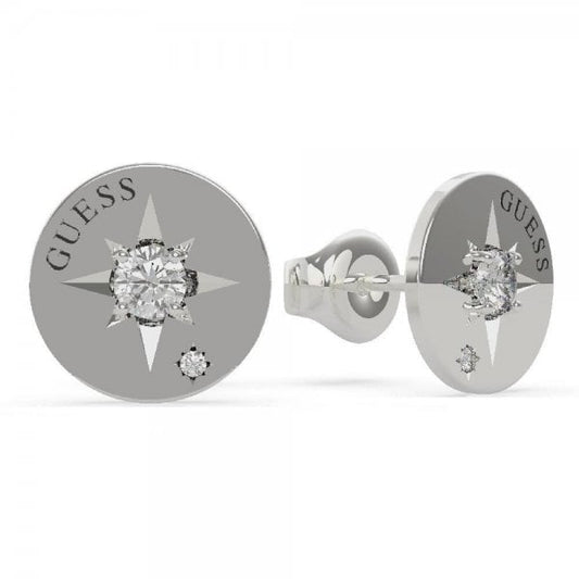 Wanderlust Silver Compass Crystal Stud Earrings