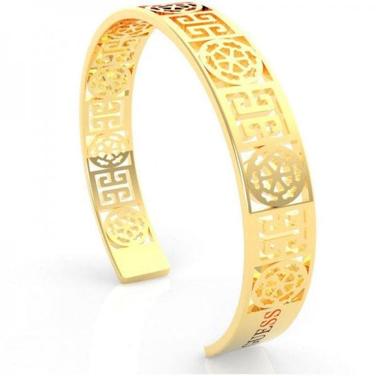 Gold Plated 'Peony Art' Fancy Torque Bangle