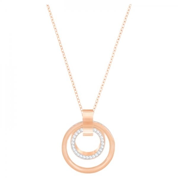 Hollow pendant Circular, Medium, White, Rose-gold