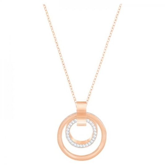 Hollow pendant Circular, Medium, White, Rose-gold
