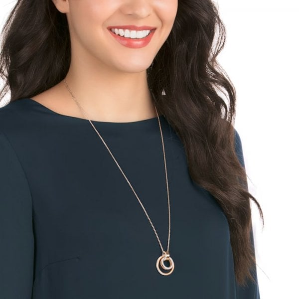 Hollow pendant Circular, Medium, White, Rose-gold