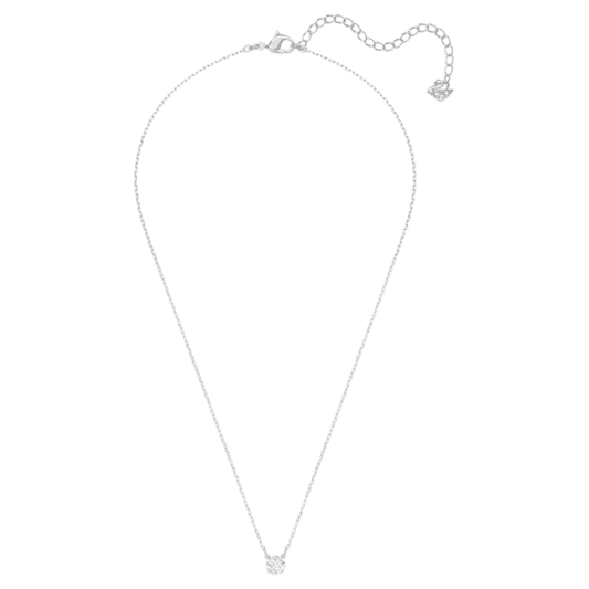 Attract Round Necklace, White, Rhodium plated*
