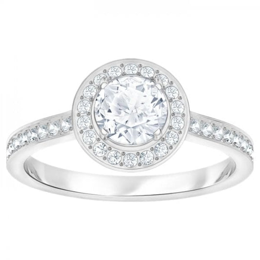 Attract Round Ring, White, Rhodium plated SIZE 52