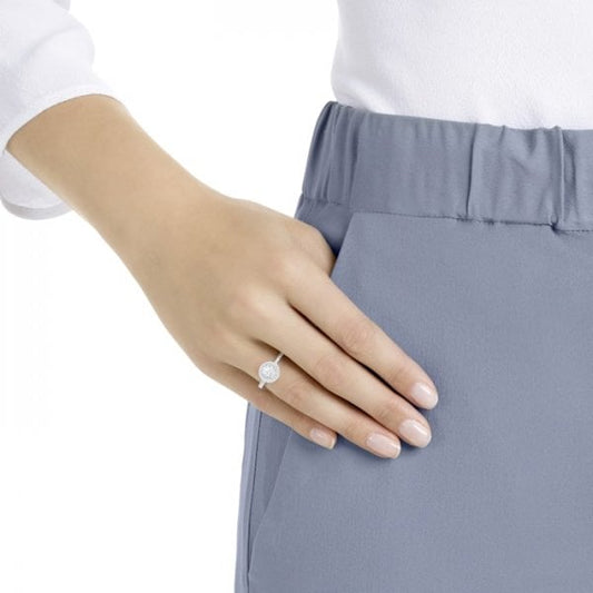 Attract Round Ring, White, Rhodium plated SIZE 52