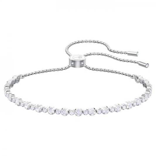 Subtle Trilogy bracelet, Round cut, White, Rhodium