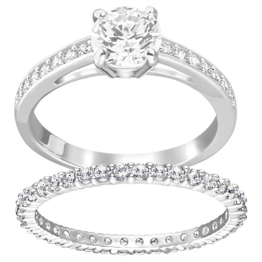 Attract Ring Set, White, Rhodium plated, SIZE 52