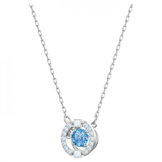 Swarovski Sparkling Dance Round Set, Blue, Rhodium plated