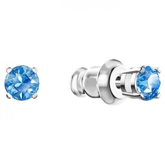 Swarovski Sparkling Dance Round Set, Blue, Rhodium plated