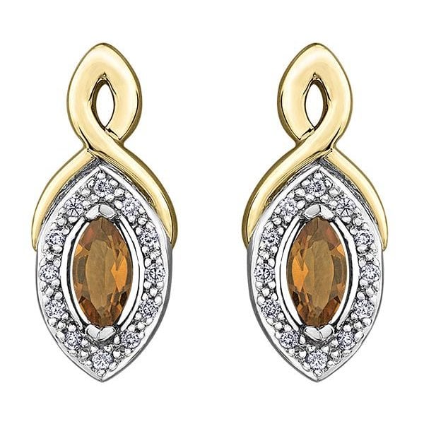 YG Citrine & Diamond Earrings