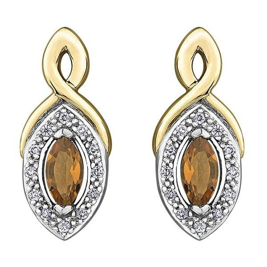 YG Citrine & Diamond Earrings