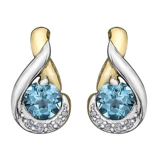 Y/WG Bue Topaz & Diamond Earrings