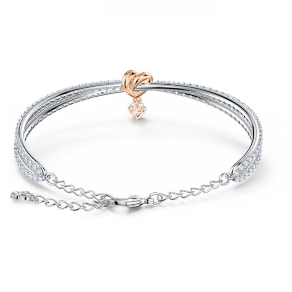 Lifelong Heart Bangle, White, Mixed Metal Finish