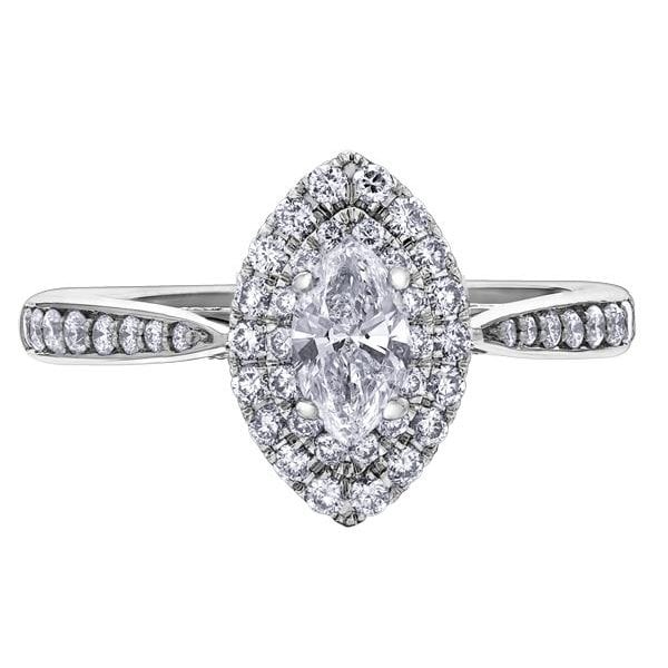 18CT WG/PD MARQ .70CT TW DIAMOND RING