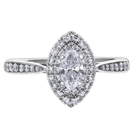 18CT WG/PD MARQ .70CT TW DIAMOND RING