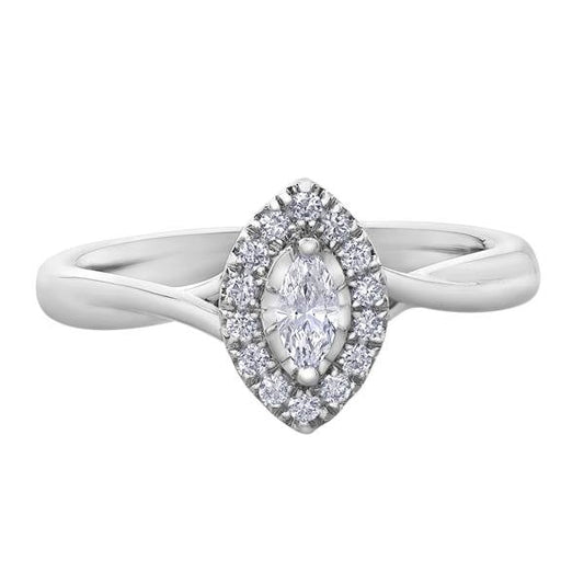 9CT WG MARQ .20CT TW DIAMOND RING