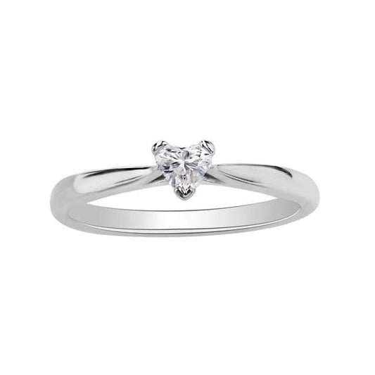 9CT WG .20CT HEART SHAPED DIAMOND RING