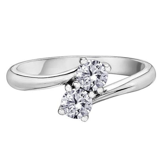 9CT WG .50CT 2 STONE DIAMOND RING