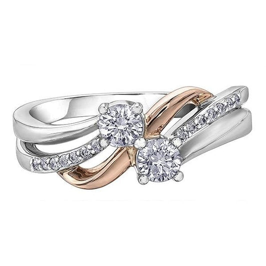9CT WG/RG .50CT TW DIAMOND RING