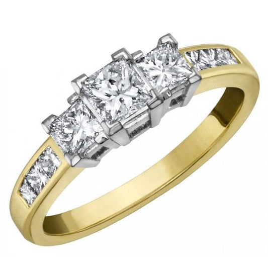 18CT Y/WG P/CUT .50CT TW DIAMOND RING