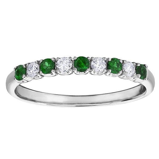 9CT WG EMERALD & DIAMOND RING
