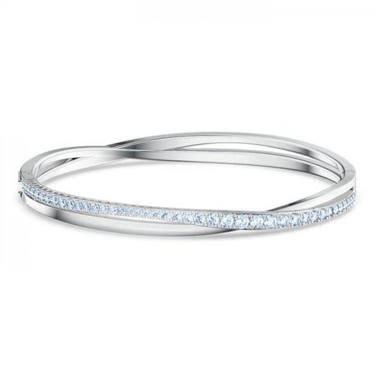 Swarovski Twist Rows Bangle, Blue, Rhodium Plated