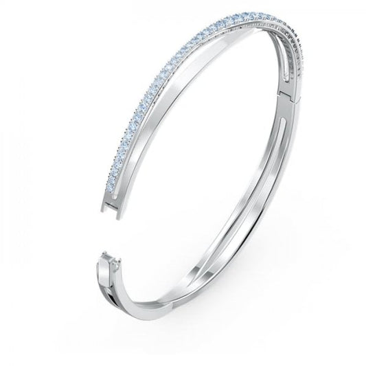 Swarovski Twist Rows Bangle, Blue, Rhodium Plated