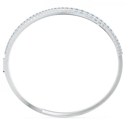 Swarovski Twist Rows Bangle, Blue, Rhodium Plated