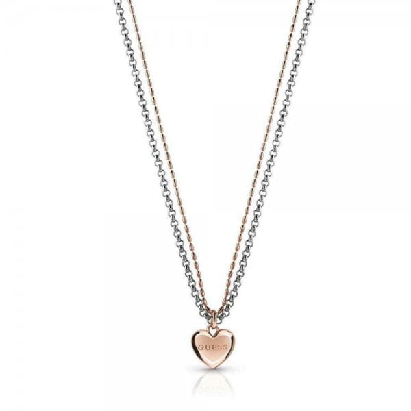 Guess Double Chain Heart Necklace