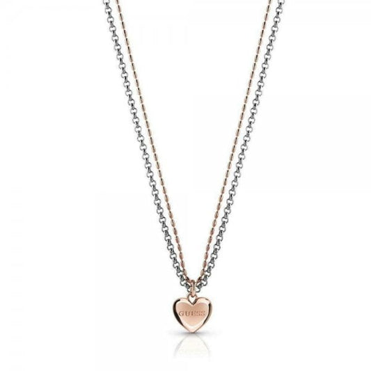 Guess Double Chain Heart Necklace