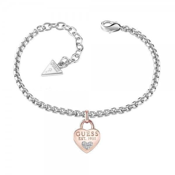 Ladies All About Shine Heart Padlock Bracelet