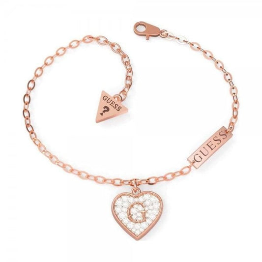 G Shine Rose Gold Plated Crystal Heart Bracelet