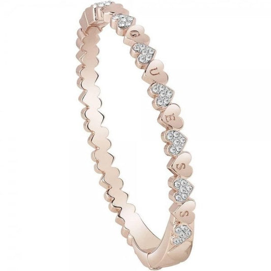 Rose Gold Plated Heart Bouquet Bangle