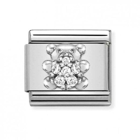 Silver White Teddy Bear Charm
