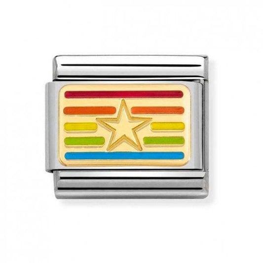 Gold Rainbow Star Flag Charm