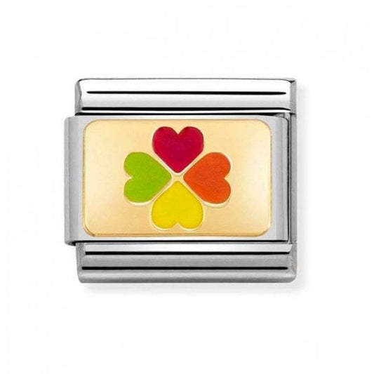 Gold Rainbow Four-Leaf Clover Charm
