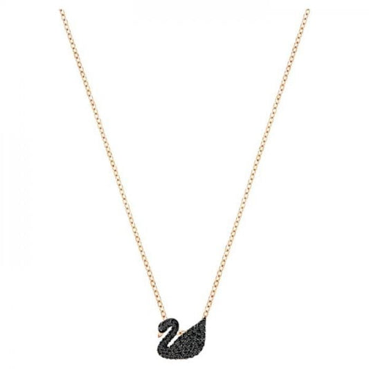 Swarovski Iconic Swan Pendant, Black, Rose-gold