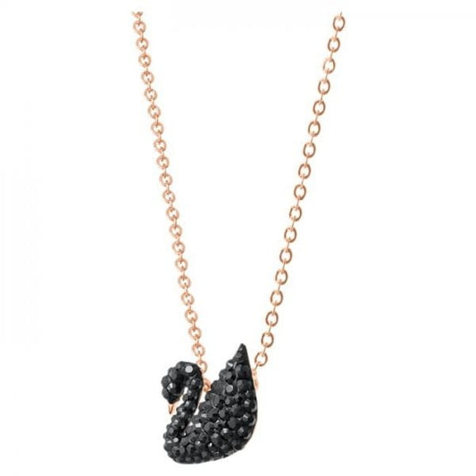 Swarovski Iconic Swan Pendant, Black, Rose-gold