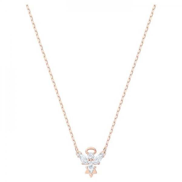 Magic Angel Necklace, White, Rose-gold tone plated