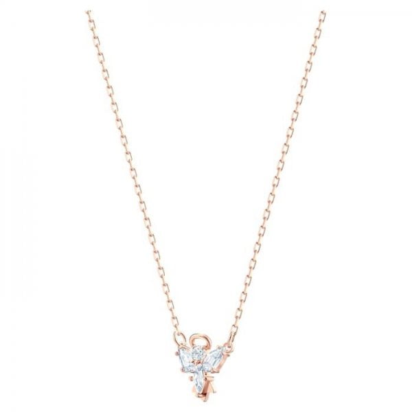 Magic Angel Necklace, White, Rose-gold tone plated