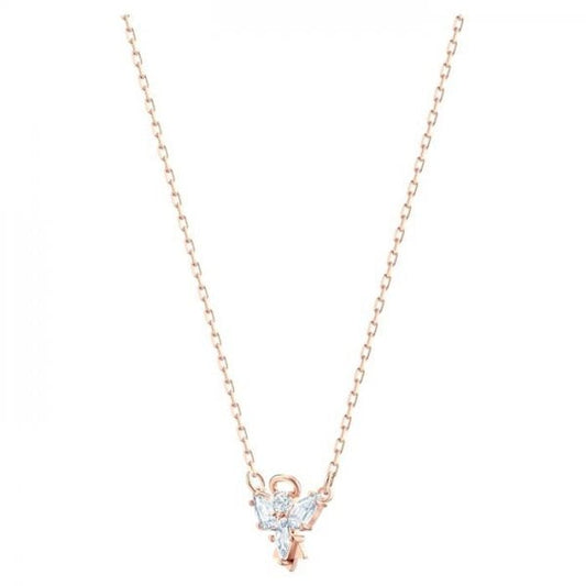 Magic Angel Necklace, White, Rose-gold tone plated